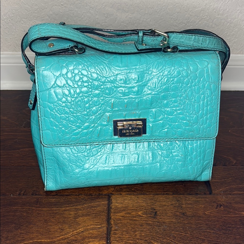 Kate Spade Doris Croc Leather Turquoise Purse